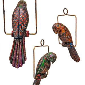 Handcrafted Wooden Parrots