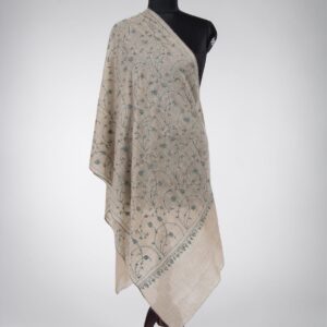 Sozni Embroidered Shawl (Natural Beige)