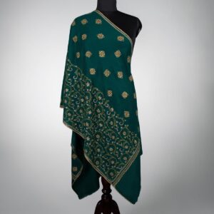 Booti Embroidered Shawl (Bottle Green)
