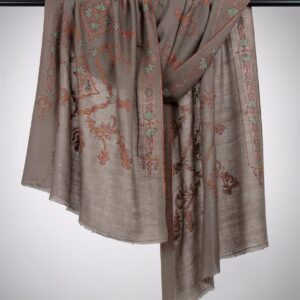 Sozni Embroidered Shawl (Taupe)
